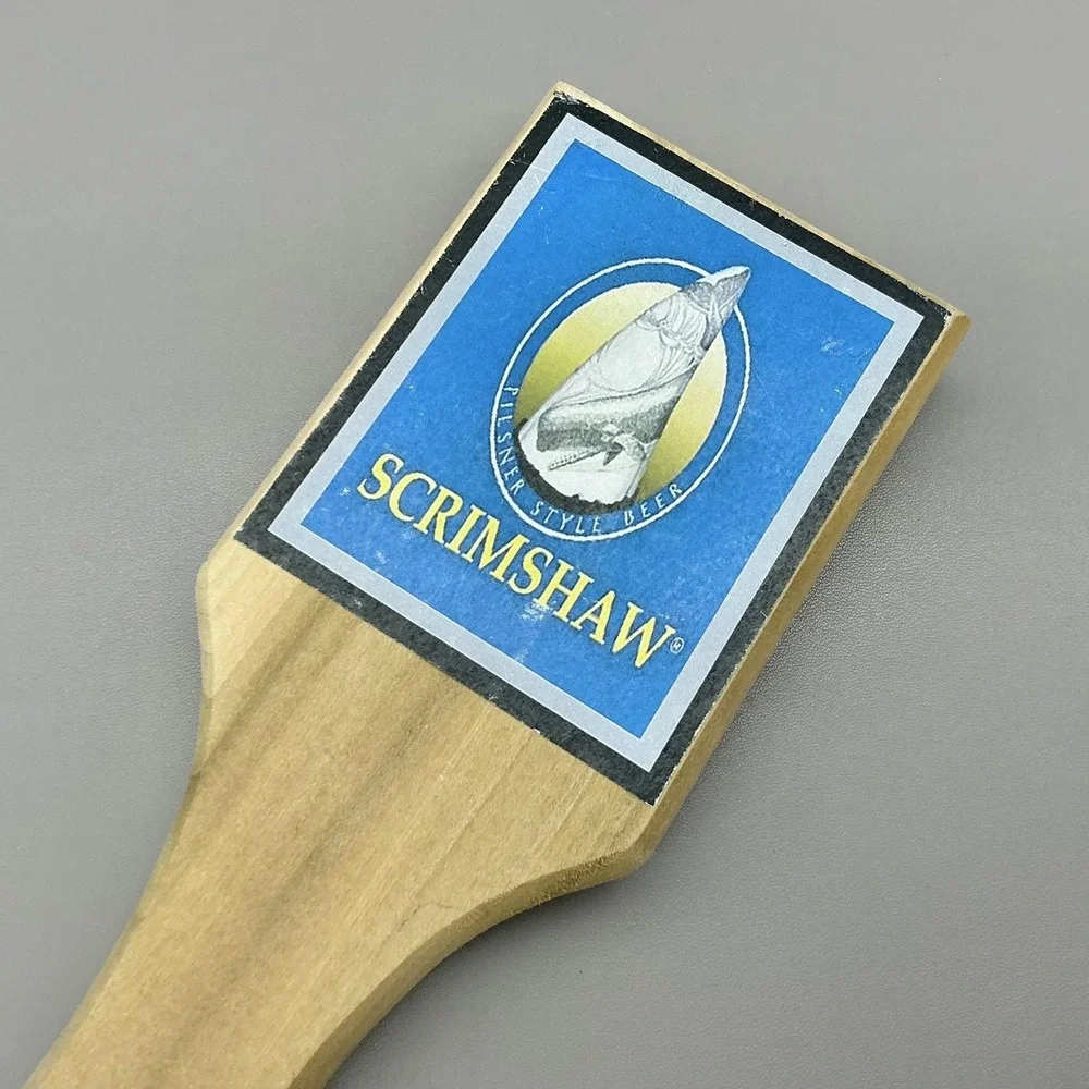 Scrimshaw Pilsner Style Beer Tap Handle Wood Blue Bar Pub Decor USA Collectible